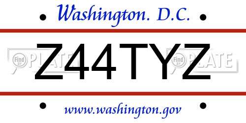 Z44TYZ District Of Columbia License Plate
