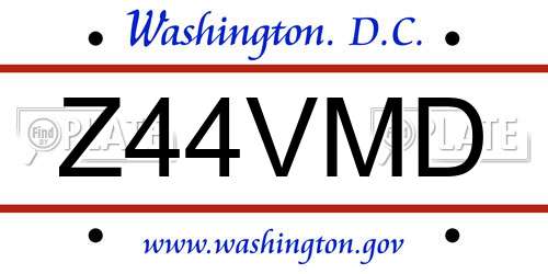 Z44VMD District Of Columbia License Plate