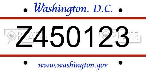 Z450123 District Of Columbia License Plate