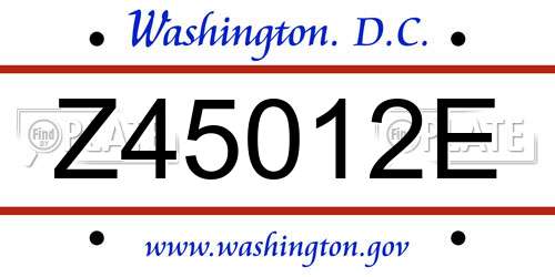 Z45012E District Of Columbia License Plate