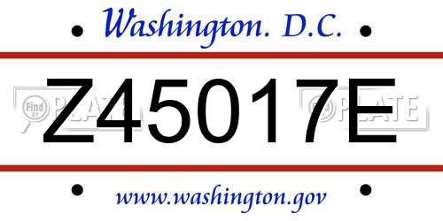 Z45017E District Of Columbia License Plate