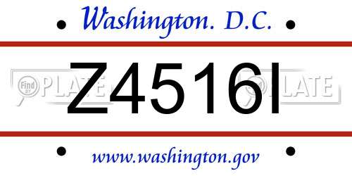 Z4516I District Of Columbia License Plate