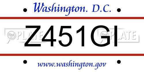 Z451GI District Of Columbia License Plate