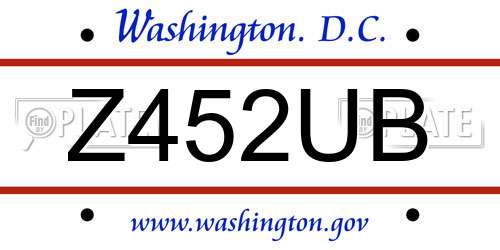 Z452UB District Of Columbia License Plate