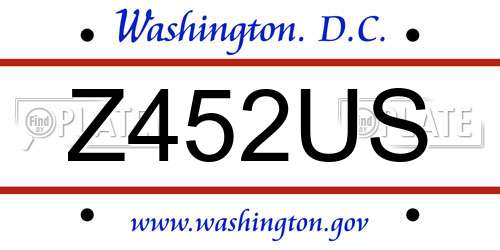 Z452US District Of Columbia License Plate