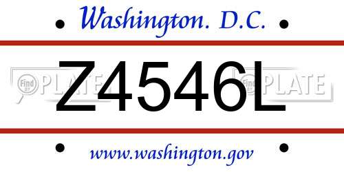 Z4546L District Of Columbia License Plate