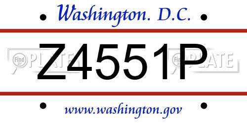 Z4551P District Of Columbia License Plate