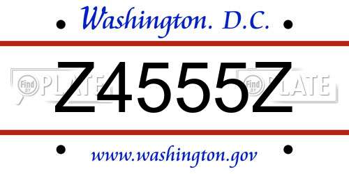 Z4555Z District Of Columbia License Plate