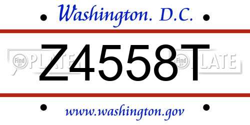 Z4558T District Of Columbia License Plate