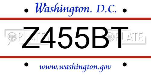 Z455BT District Of Columbia License Plate
