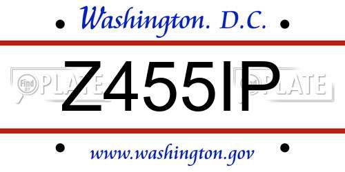 Z455IP District Of Columbia License Plate