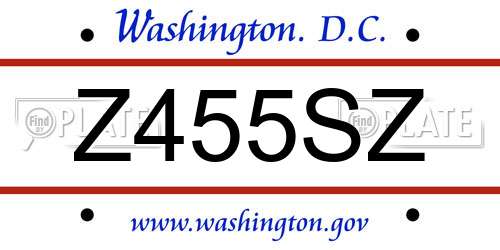 Z455SZ District Of Columbia License Plate
