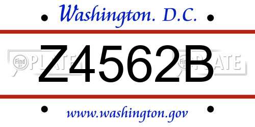 Z4562B District Of Columbia License Plate