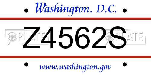 Z4562S District Of Columbia License Plate