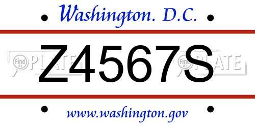 Z4567S District Of Columbia License Plate