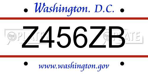 Z456ZB District Of Columbia License Plate