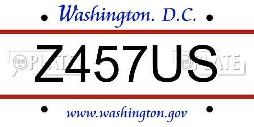 Z457US District Of Columbia License Plate