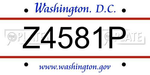 Z4581P District Of Columbia License Plate