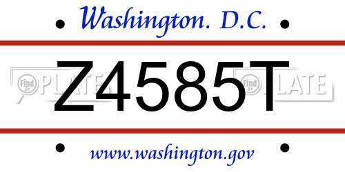 Z4585T District Of Columbia License Plate