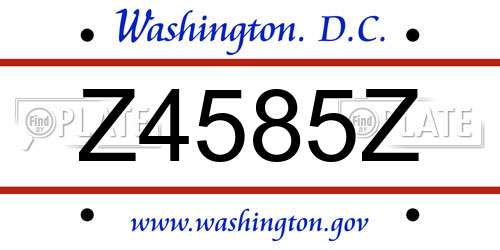 Z4585Z District Of Columbia License Plate