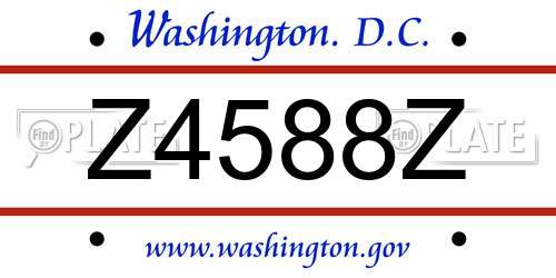 Z4588Z District Of Columbia License Plate