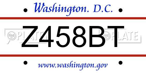 Z458BT District Of Columbia License Plate