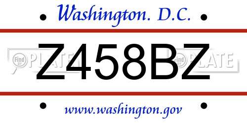 Z458BZ District Of Columbia License Plate