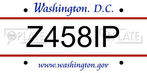 Z458IP District Of Columbia License Plate