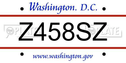 Z458SZ District Of Columbia License Plate