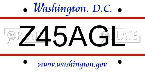 Z45AGL District Of Columbia License Plate