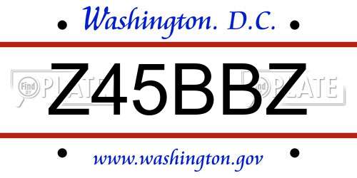 Z45BBZ District Of Columbia License Plate