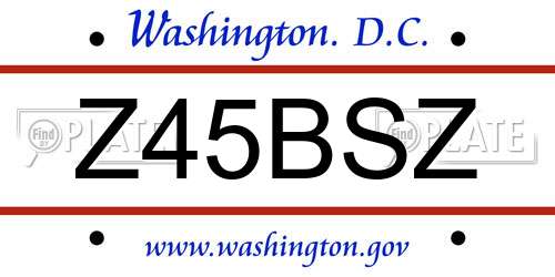 Z45BSZ District Of Columbia License Plate