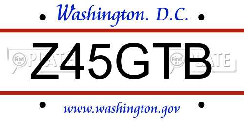 Z45GTB District Of Columbia License Plate