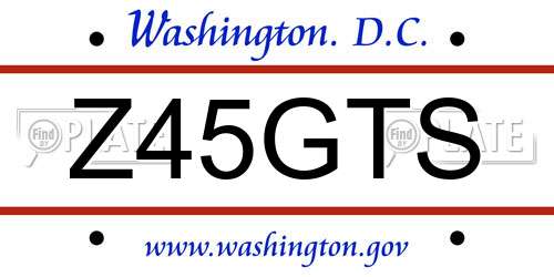 Z45GTS District Of Columbia License Plate