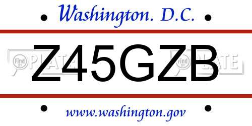 Z45GZB District Of Columbia License Plate