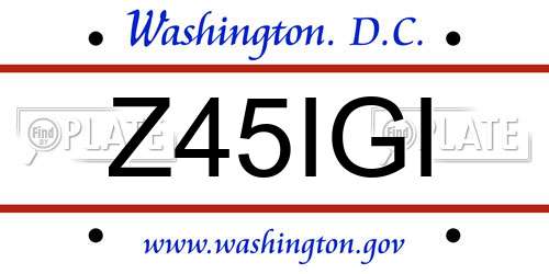 Z45IGI District Of Columbia License Plate