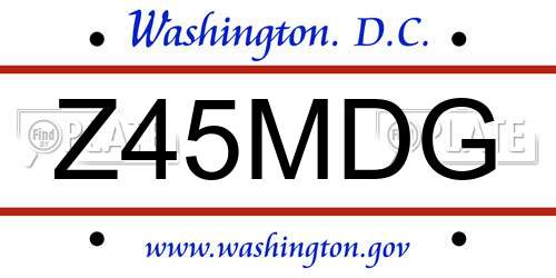 Z45MDG District Of Columbia License Plate