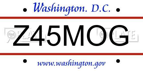 Z45MOG District Of Columbia License Plate