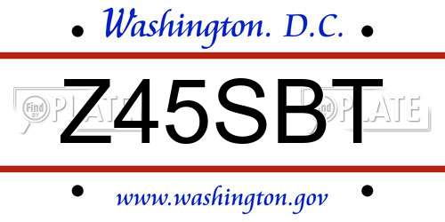 Z45SBT District Of Columbia License Plate