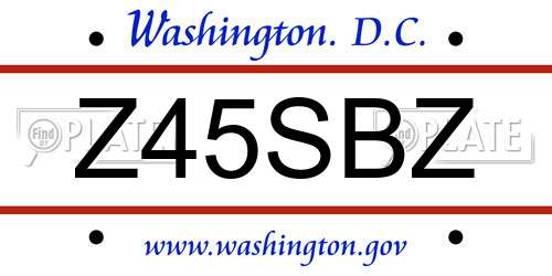Z45SBZ District Of Columbia License Plate