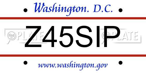 Z45SIP District Of Columbia License Plate