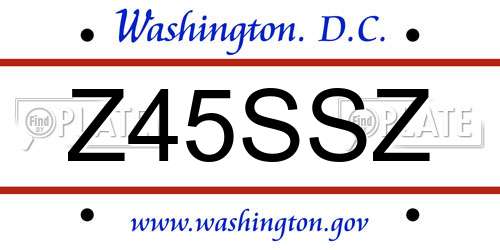 Z45SSZ District Of Columbia License Plate