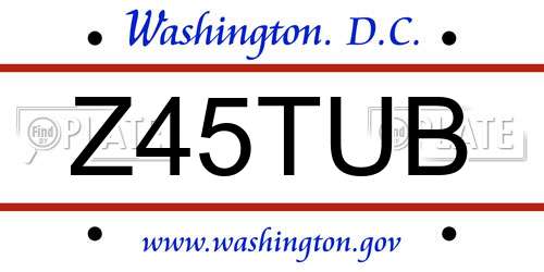 Z45TUB District Of Columbia License Plate