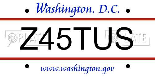 Z45TUS District Of Columbia License Plate