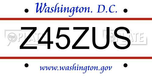 Z45ZUS District Of Columbia License Plate