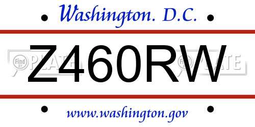 Z460RW District Of Columbia License Plate