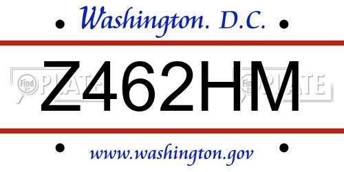 Z462HM District Of Columbia License Plate