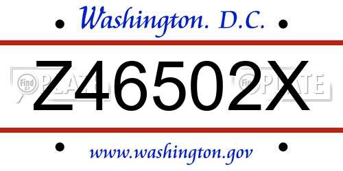 Z46502X District Of Columbia License Plate