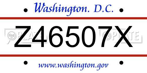 Z46507X District Of Columbia License Plate