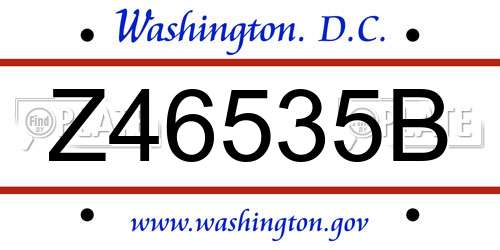 Z46535B District Of Columbia License Plate